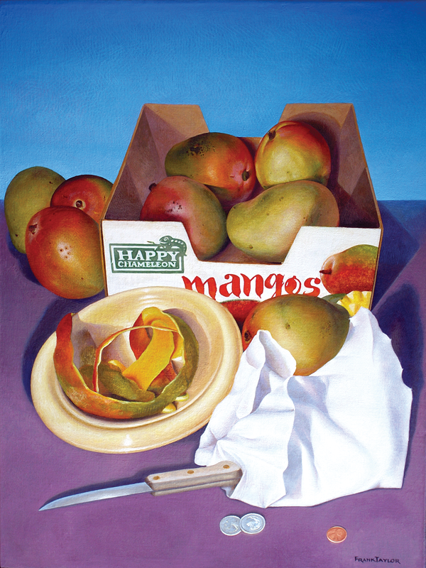 HAPPY CHAMELEON MANGOS | Egg Tempera on Wood | 28" x 22" | Artist Collection