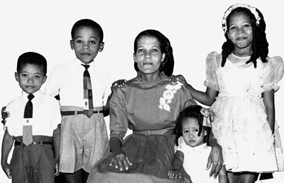Frank with Mother and Siblings, Barbados, 1965.