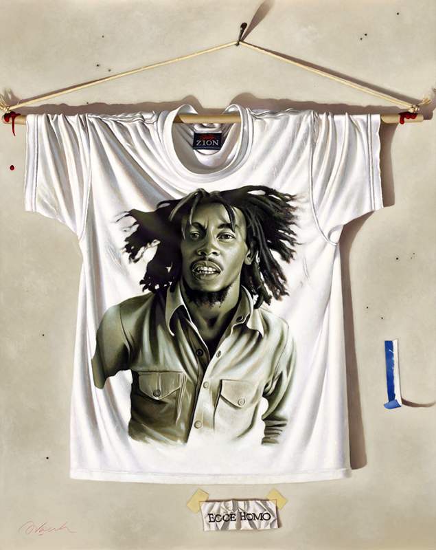 "ECCE HOMO - STIGMATA DREDD" | Oil and Egg Tempera on Wood | 34" x 27" | Artist Collection